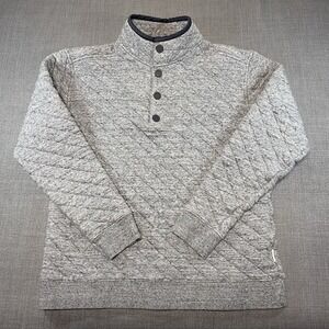 ROWM‎ Quilted Snap Neck Pullover Sweatshirt Gray Men's Medium Cotton Blend Party